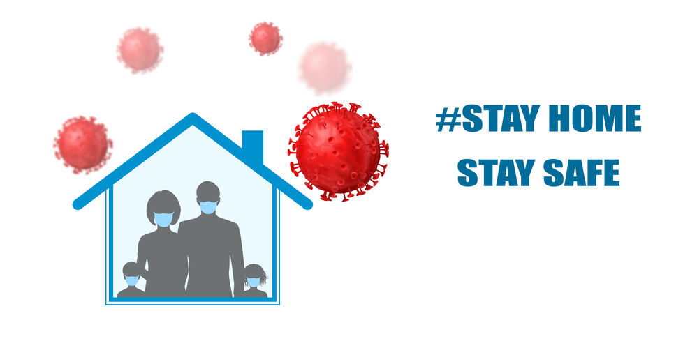 People inside the house and viruses around